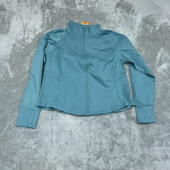 Jockey XXL Tulip Hem Yoga Jacket Arctic Blue Polyester/Spandex Womens NWT 6550 - Picture 1 of 8